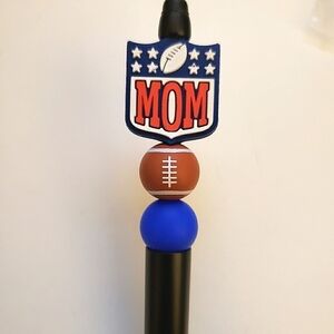 Handmade NFL Mom Football Beaded Silicone Focal Bead Pen